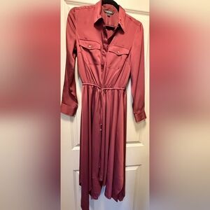 Ralph Lauren Deep Rose Pink Button-Down Satin Shirt Dress Sz. 2